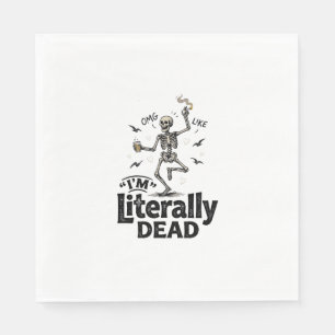 Wörtlich Tote Vintage-Skelett-Humor-Shirt-Design Serviette