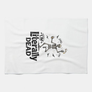 Wörtlich Totes Vintage-Skelett Humor T-Shirt Desig Geschirrtuch