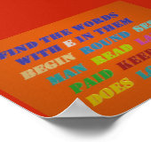 WORTPUZZLE FÜR KLEINE KINDERLETTERN ORANGE BACKDRO POSTER (Ecke)