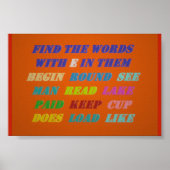 WORTPUZZLE FÜR KLEINE KINDERLETTERN ORANGE BACKDRO POSTER (Vorne)