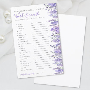 Worträtsel Lavendel Florale Hochzeitsdusche