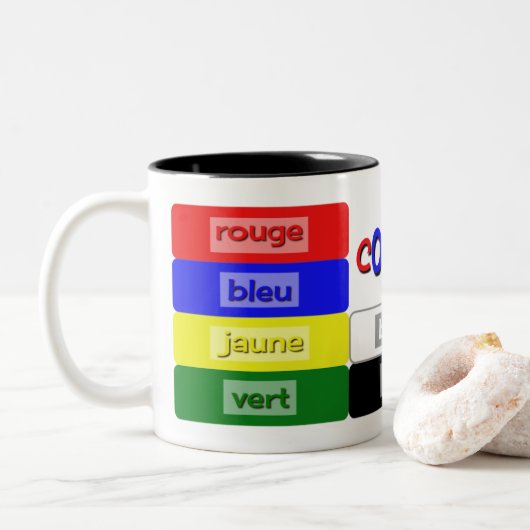 Wortschatz Französisch lernen Zweifarbige Tasse (Mit Donut)