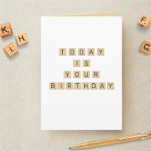 Wortspiel Buchstaben-Kachel Geburtstag
