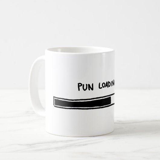 Wortspiel-Laden Kaffeetasse (Vorderseite Links)