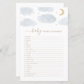 Wortspiele mit der Babydusche über dem Mond (Vorne/Hinten)