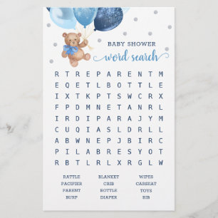 Wortsuchspiel Baby Shower Teddybär