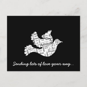 Worttypografie-Liebe in verschiedenen Sprachen Postkarte
