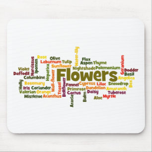 Wortwolke Blumen Mauspad