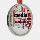 Wortwolke Sozialmedium-Text Silbernes Ornament (Rechts)