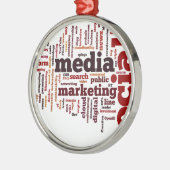 Wortwolke Sozialmedium-Text Silbernes Ornament (Links)