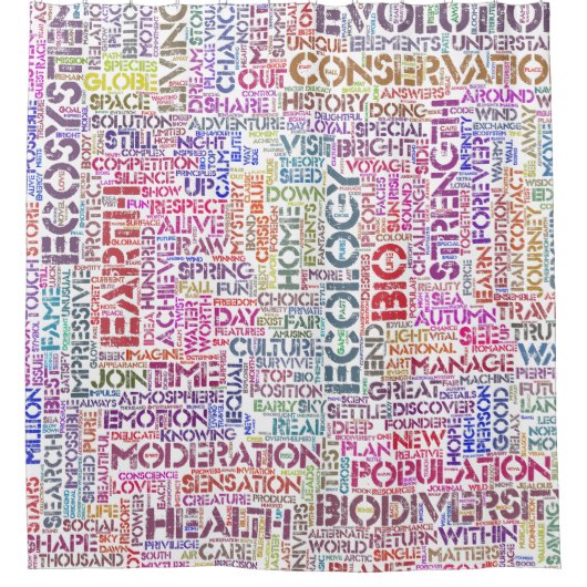 Wortwolke Text Motiv Biodiversität Duschvorhang (Vorderseite)