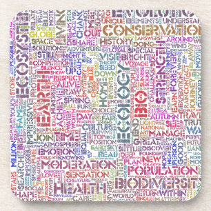 Wortwolke Text Motiv Biodiversität Getränkeuntersetzer