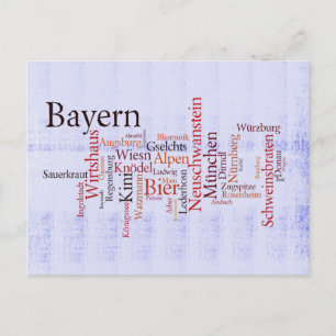 Wortwolke Word Cloud Bayern Bayern Bayern Postkarte