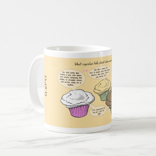 "Worüber Cupcakes sprechen" Tasse (Vorderseite Links)