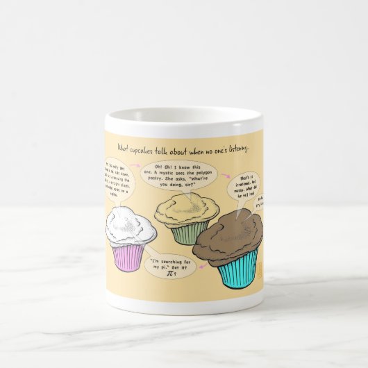 "Worüber Cupcakes sprechen" Tasse (Mittel)
