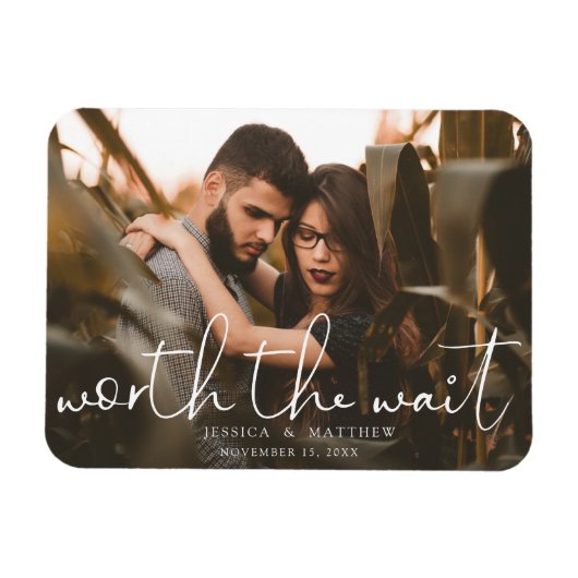 Worum es sich bei Wait Wedding Foto Script Modern  Magnet (Horizontal)
