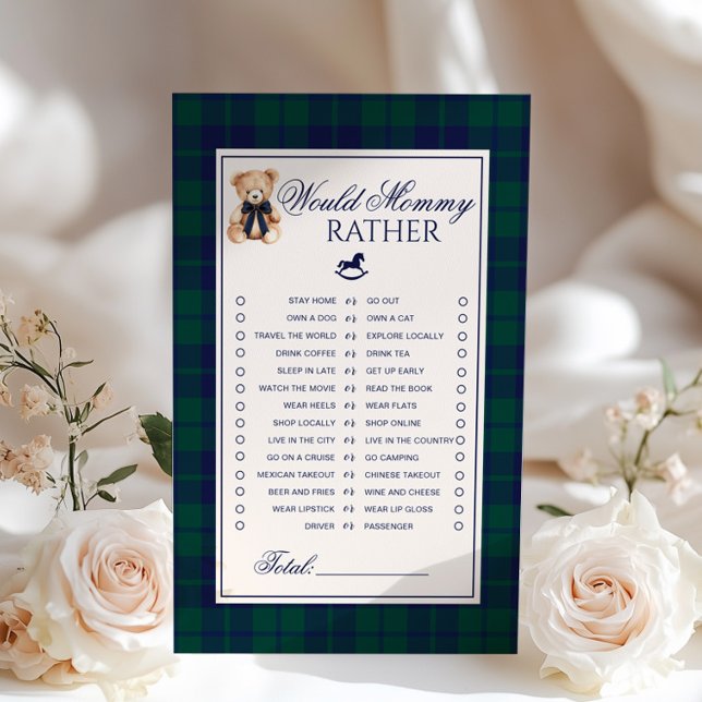 Would Mommy Rather Teddy Bear Navy Plaid game (Von Creator hochgeladen)