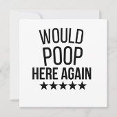 Would Poop Here Again FunnCustom-Cut Vinyl Sticker Einladung (Vorderseite)