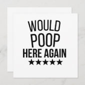 Would Poop Here Again FunnCustom-Cut Vinyl Sticker Einladung (Vorne/Hinten)