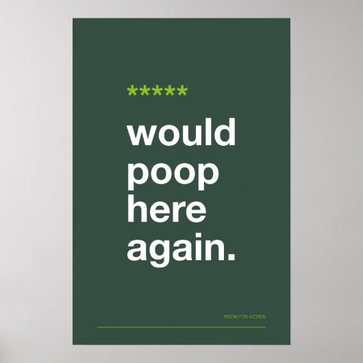 WOULD POOP HERE AGAIN – Funny Bathroom Poster (Vorne)