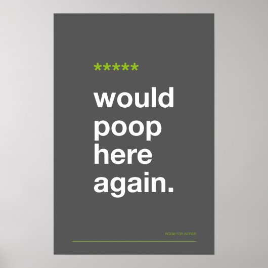 WOULD POOP HERE AGAIN – Funny Bathroom Poster (Vorne)