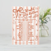 Would She Rather Baby Shower Game in Red (Stehend Vorderseite)