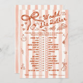 Would She Rather Baby Shower Game in Red (Vorne/Hinten)