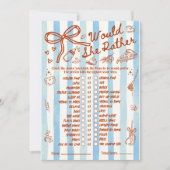 Would She Rather Baby Shower Game in Red Blue (Vorderseite)