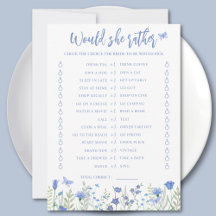 Would She Rather Bridal Shower Game Card