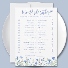 Would She Rather Bridal Shower Game Card Einladung