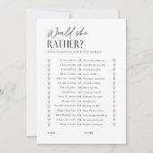 Would She Rather Bridal Shower Game Trivia Card Einladung (Vorderseite)