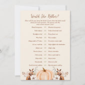 Would She Rather Fall Bridal Shower Game Card Einladung (Vorderseite)