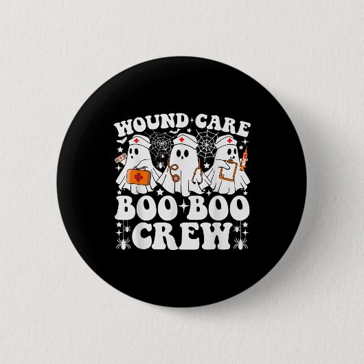 Wound Care Boo Boo Crew Nurse Funny Ghost Hallowee Button (Vorderseite)