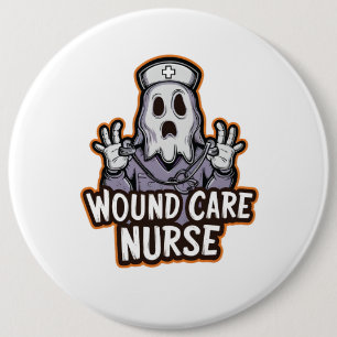 Wound Care Nurse Ghoul Ghost Nurse Halloween-Gesch Button