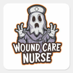 Wound Care Nurse Ghoul Ghost Nurse Halloween-Gesch Quadratischer Aufkleber