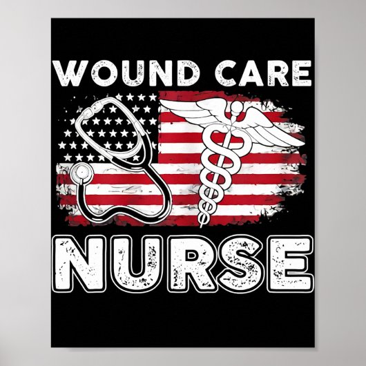 Wound Care Nurse RN Pflege amerikanische Flagge Ju Poster (Vorne)
