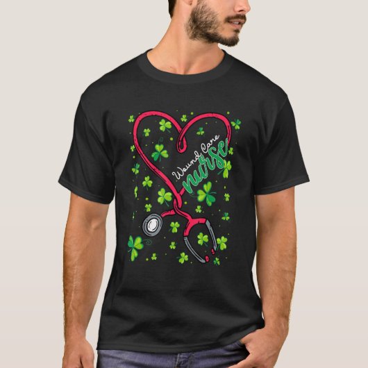 Wound Care Nurse St Patricks Day Liebe Stethoscope T-Shirt (Vorderseite)