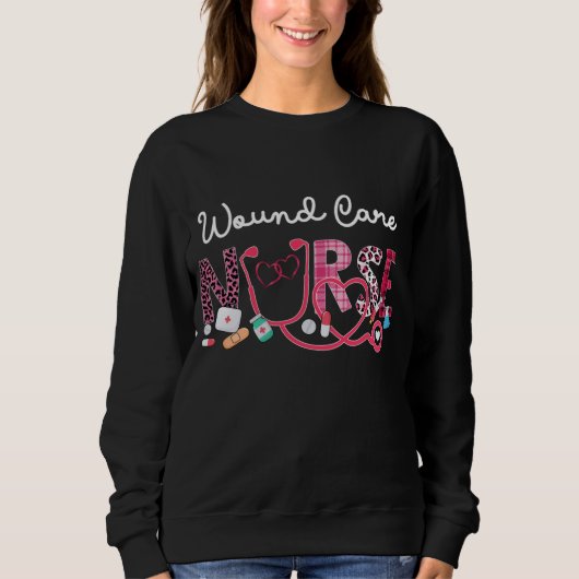 Wound Care Pflegekräfte Leopard Karierte Liebe Her Sweatshirt (Vorderseite)