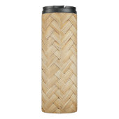 Woven Bamboo Abstrakte Textur Hintergrund. Thermosbecher (Rückseite)