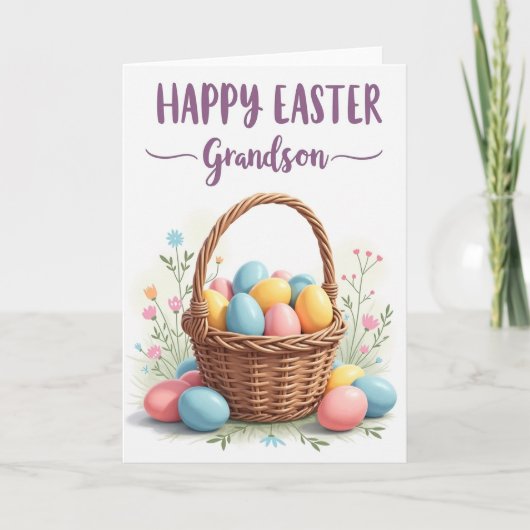 Woven Basket Easter Message Card Karte (Vorderseite)