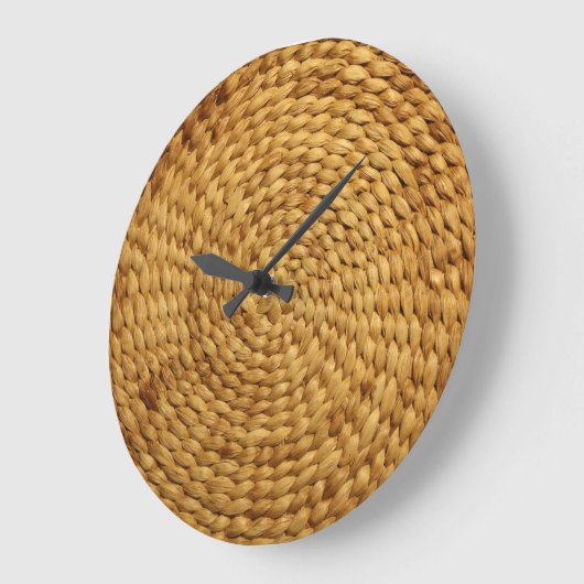 Woven Bast: Texturbraune Authentizität Große Wanduhr (Winkel)