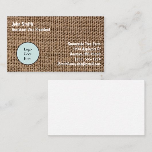 Woven Burlap Look Hessian Jute Custom 7 Line Visitenkarte (Vorne/Hinten)