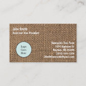 Woven Burlap Look Hessian Jute Custom 7 Line Visitenkarte (Vorderseite)