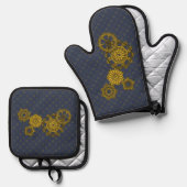 Woven Clockwork Ofenhandschuh & Topflappen-Set (Vorderseite/Rückseite)