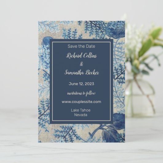Woven Floral Wedding rettet das Datum Save The Date (Stehend Vorderseite)