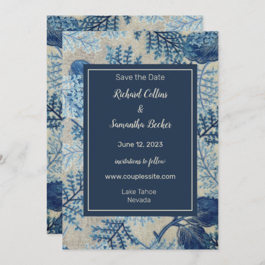 Woven Floral Wedding rettet das Datum Save The Date (Vorne/Hinten)
