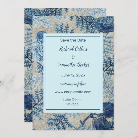 Woven Floral Wedding rettet das Datum Save The Date (Vorne/Hinten)