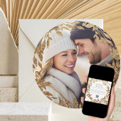 Woven Golden Kreath | Foto QR Code Round Wedding Save The Date