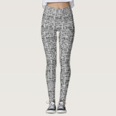 Woven Graphic Burlap Silver and Black Leggings (Vorderseite)