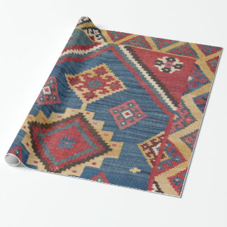 Woven Kilim Royal Blue Yellow Classic Geschenkpapier